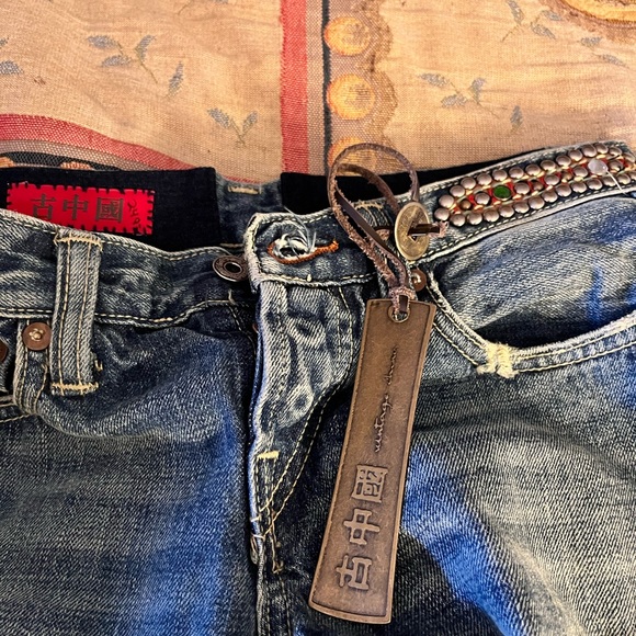 NWT size vintage China size 26 mens jewel and stud embedded jeans. - Picture 3 of 6